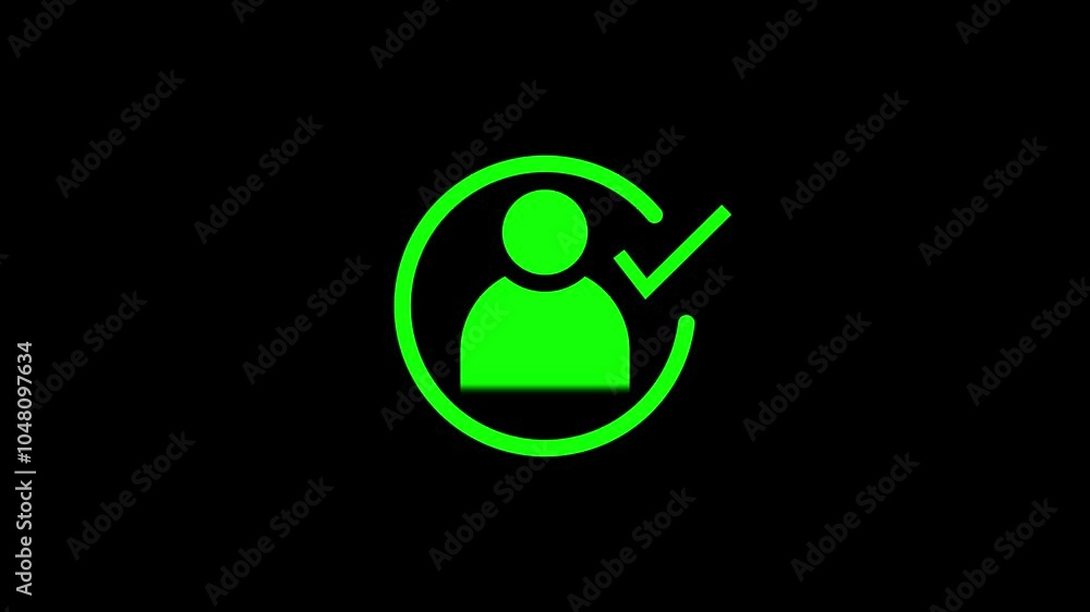 Poster user profile security shield icon with check-mark animated.