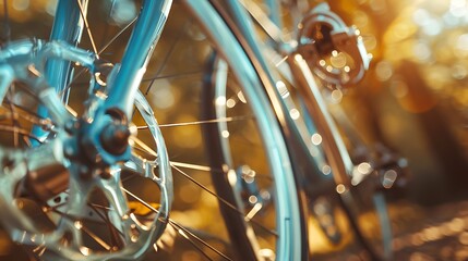 Focus on the polished crank arm of a road bike