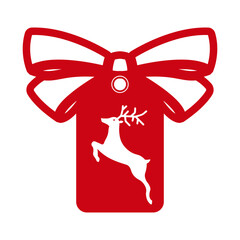 Christmas tag design with reindeer. Holiday template for Xmas handmade gifts. Vector illustration