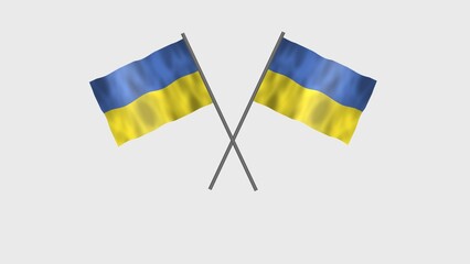 Flag of Ukraine, Cross table flag of Ukraine , Ukraine flag waving in the wind isolated on white Background.