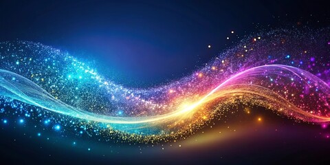 Obraz premium A symphony of luminous particles, swirling and dancing in a cosmic ballet, illuminating the celestial canvas with vibrant hues and ethereal glow.
