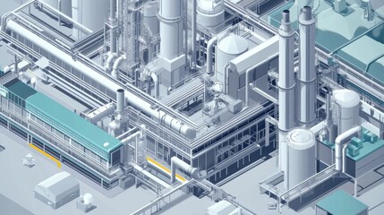 Fototapeta premium CO2 scrubbing methods, advanced air filtration systems in industrial settings, sleek machinery absorbing carbon emissions, Illustrations