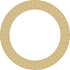 Vector round gold border, frame, Pompeii ring. Circle Neopolitan ornament. Art of Ancient Rome