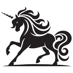 Black Unicorn Vector Silhouette