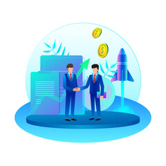 Digital Illustration of Business Partnership and Growth vector