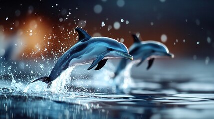 Fototapeta premium Graceful Dolphins in Motion