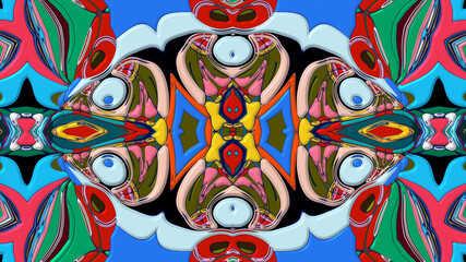 Colorful symmetrical abstract kaleidoscope background pattern for summer 