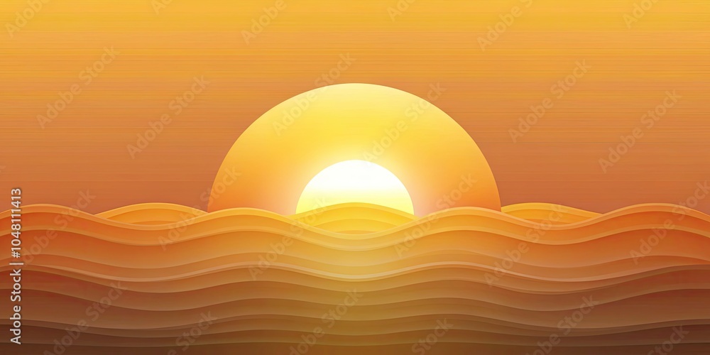 Poster 3d sunrise vector illustration - simple, smooth cut and paste design isolated on white background fo