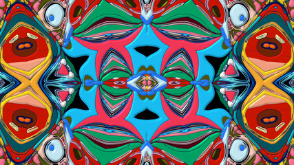 Colorful symmetrical abstract kaleidoscope background pattern for summer 