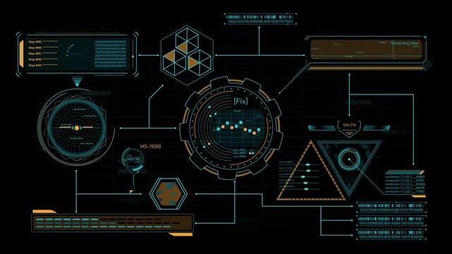 High-tech interface design with data processing animation