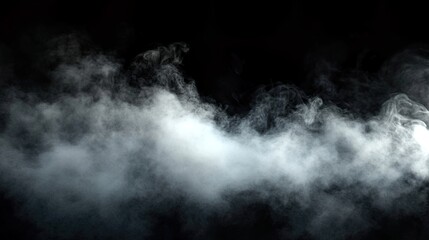 Fototapeta premium Dramatic smoke or fog effect&nbsp;in dark room on black background for product presentation