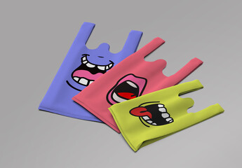 Non Woven W-Cut Eco bags in three sizes Mockup