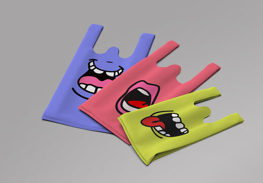 Non Woven W-Cut Eco bags in three sizes Mockup