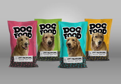 Group of Soft Packaging Sacks Mockup