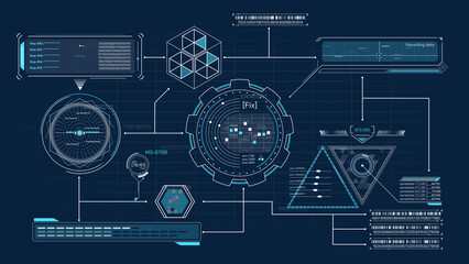 High-tech interface design with data processing animation