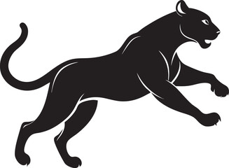 Fototapeta premium Leaping Panther Silhouette Illustration - Dynamic Wild Animal Art