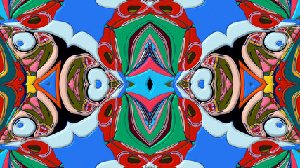 Fototapeta premium Colorful symmetrical abstract kaleidoscope background pattern for summer 