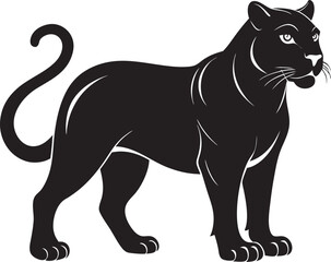 Obraz premium Standing Panther Silhouette Illustration - Graceful Wild Animal Art