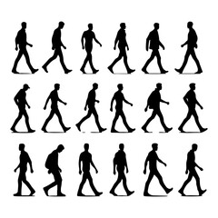 Silhouette set of Person walking vector illustration