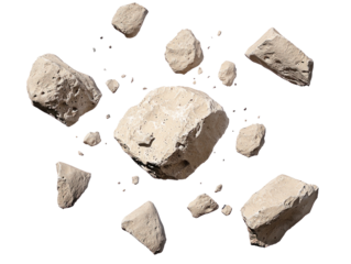 Asteroid Breakup with Floating Rock Debris in Space