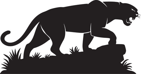 Obraz premium Standing Panther Silhouette Illustration - Graceful Wild Animal Art