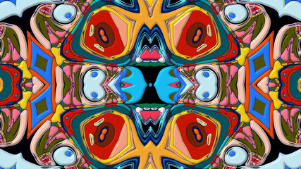 Colorful symmetrical abstract kaleidoscope background pattern for summer 