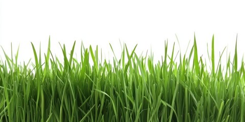 Fototapeta premium Fresh Green Grass Against White Background