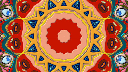 Colorful symmetrical abstract kaleidoscope background pattern for summer 