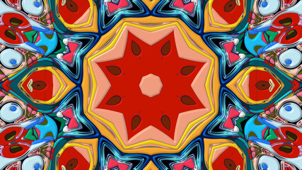 Colorful symmetrical abstract kaleidoscope background pattern for summer 
