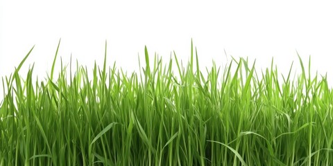 Fototapeta premium Lush Green Grass Against White Background