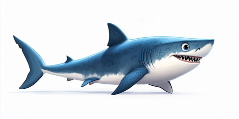 Obraz premium A cartoon illustration of a shark with a white background.