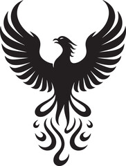 Obraz premium Majestic Phoenix Silhouette Vector - Symbol of Rebirth and Power