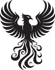 Obraz premium Majestic Phoenix Silhouette Vector - Symbol of Rebirth and Power
