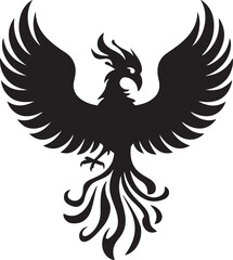 Obraz premium Majestic Phoenix Silhouette Vector - Symbol of Rebirth and Power