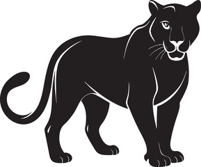 Obraz premium Standing Panther Silhouette Illustration - Graceful Wild Animal Art