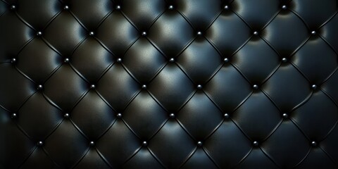 Stylish Black Upholstered Wall with Button Tufting