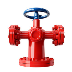 An industrial-themed cartoon illustration of a red valve on a pipeline, featuring simple, bold lines.