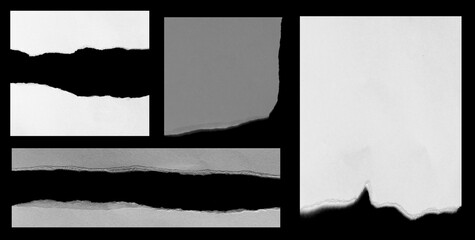 Torn rip paper texture on black background