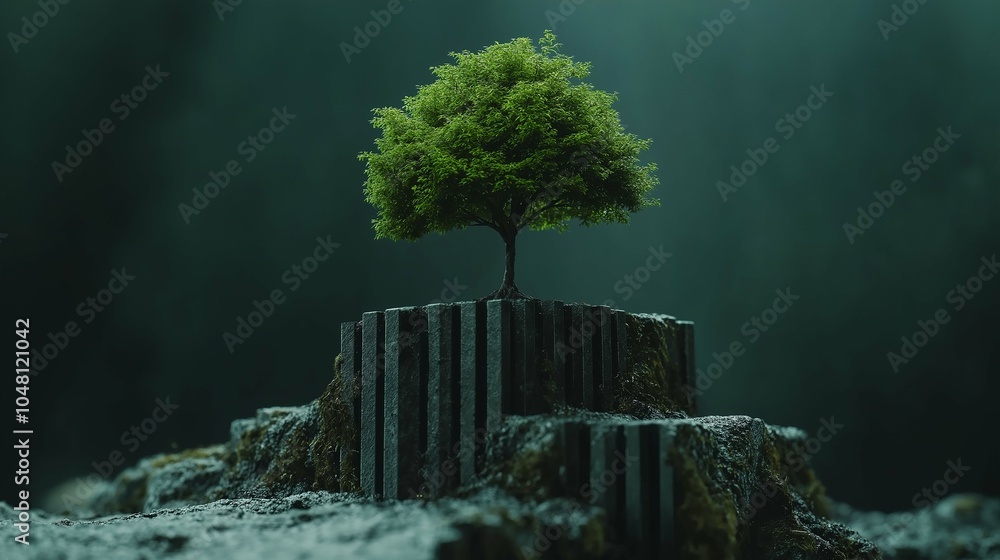 Poster tree growing from bar chart representation