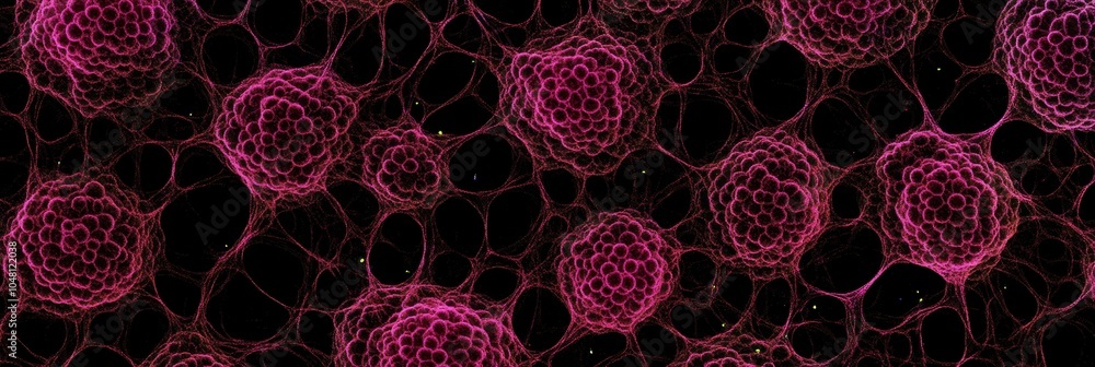 Poster abstract cellular structures in pink and black background