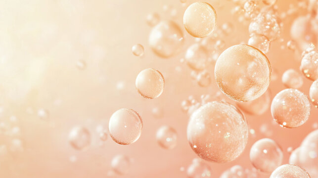 Pink Collagen bubbles Drops pink serum cream lotion drop into skin cells&nbsp;bubbles texture  background