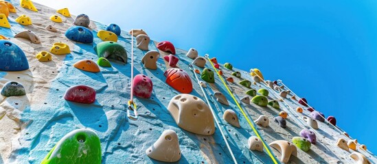 Obraz premium Colorful Holds on a Climbing Wall