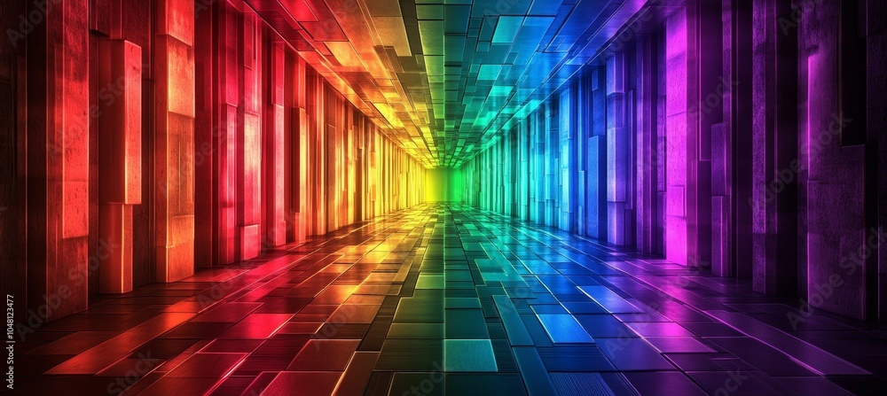 Poster colorful virtual digital space portal technology background. generative ai technology.