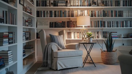A photo of a cozy living room corner with a reading nook