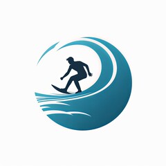 Minimalist Surfer Icon Riding a Wave