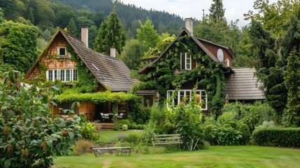 Fototapeta premium Charming Cottage in Lush Green Valley