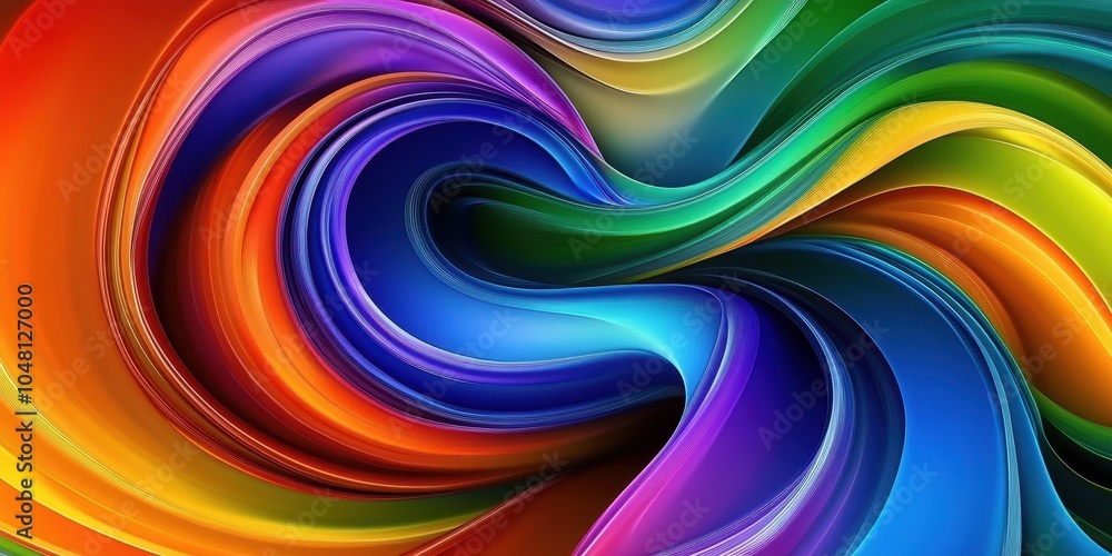Poster colorful abstract swirl design with smooth waves