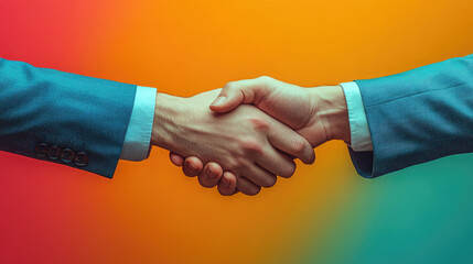 Business people in suits shake hands