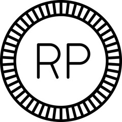 Fototapeta premium Rupiah Coin Icon in Outline Style