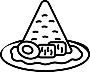 Tumpeng Indonesian Food Icon in Outline Style
